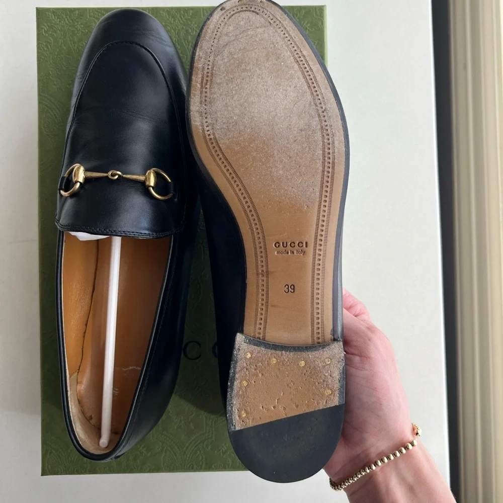 Gucci Black Leather Loafers with Gold Hardware - Picture 8 of 15